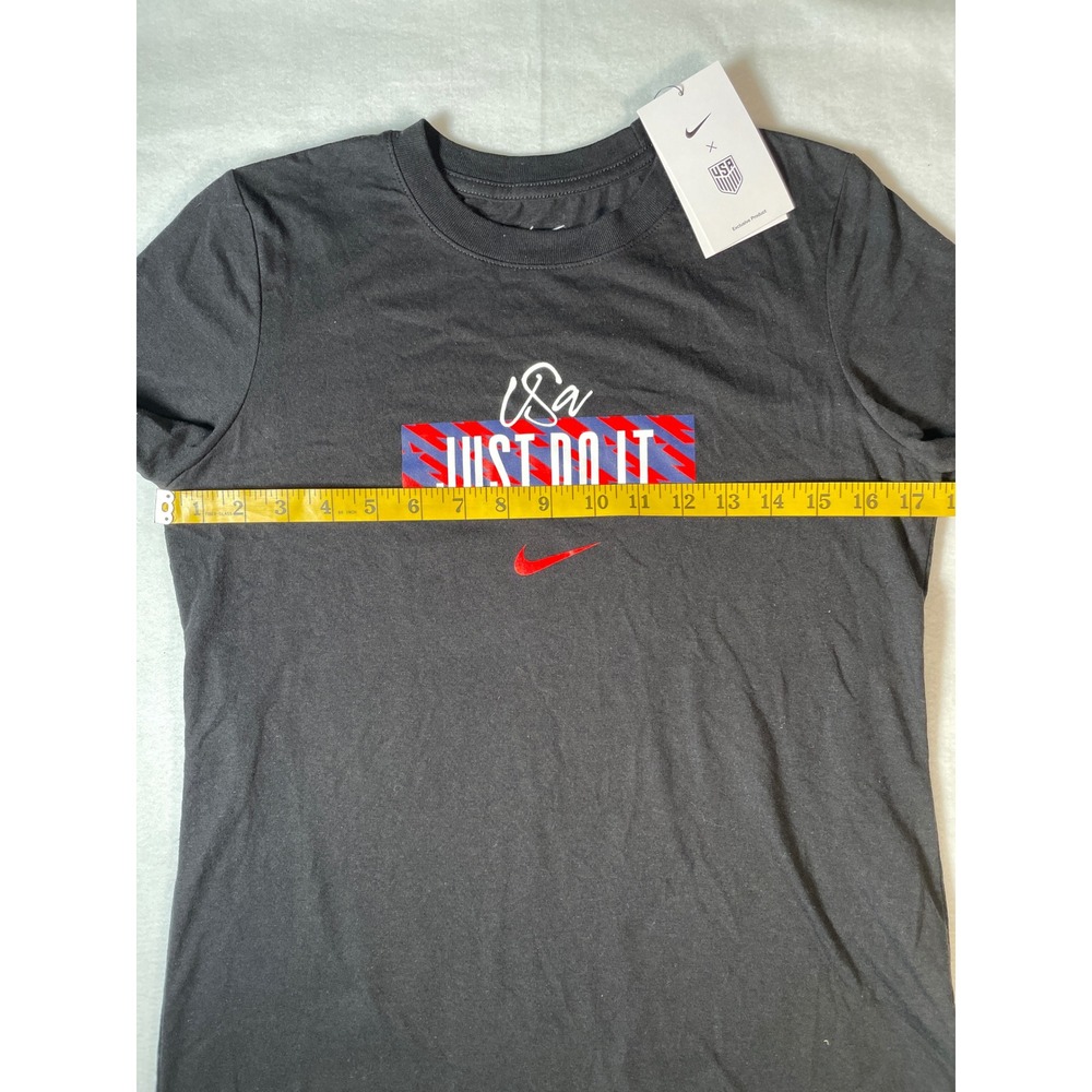 Nike Womens USA Soccer Just Do It T-Shirt Black‎ USWNT FD0978-010 Size Small NEW - Picture 2 of 6